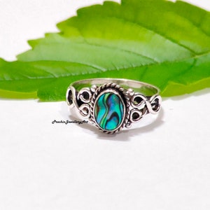 Abalone Shell Sterling Silver Ring: .925 Gemstone Jewelry