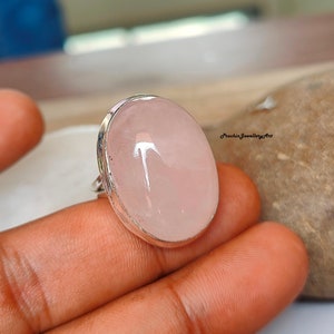 Rose Quartz 925 Sterling Silver Ring: Valentine&#39;s Gift