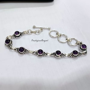 Amethyst Bracelet Silver, 925 Sterling Silver Bracelet, Bracelet For Women, Purple Amethyst Bracelet, Handmade Bracelet, Gift For Her