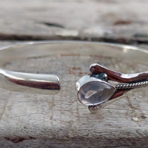 Rose Quartz Gemstone Bangle, 925 Sterling Silver, Handmade Bangle, Boho Bangle, Wedding Jewelry, Anniversary Gift, Birthday Gift MK121