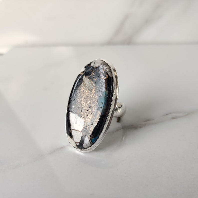 Handmade Kingman Turquoise Ring: Sterling Silver Engagement Jewelry Cavansite