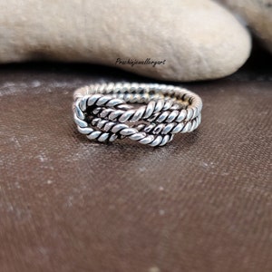 925 Sterling Silver Twisted Rope Ring, Dainty ring, Stackable Ring, Silver Band, Boho Ring, Silver Ring, Braid band, Women Silver Band Ring
