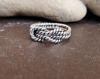 925 Sterling Silver Twisted Rope Ring, Dainty ring, Stackable Ring, Silver Band, Boho Ring, Silver Ring, Braid band, Women Silver Band Ring