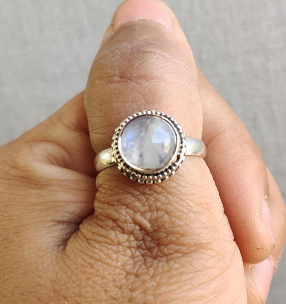 Bague pierre de lune, bague en argent sterling 925, bague pierre