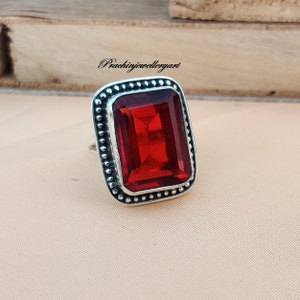 Marquise Garnet Ring: 925 Sterling Silver Gemstone Ring