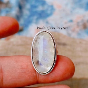 Moonstone ring, huge natural Moonstone 925 sterling silver gemstone jewelry, cocktail jewelry, statement Rings, Boho Jewelry Gift Him