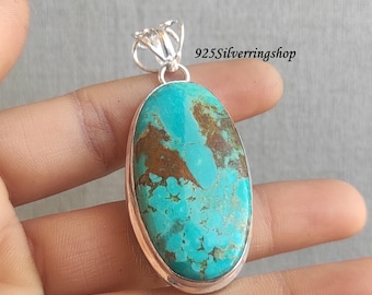 Turquoise Sun Silver Pendant // Silver Turquoise Necklace