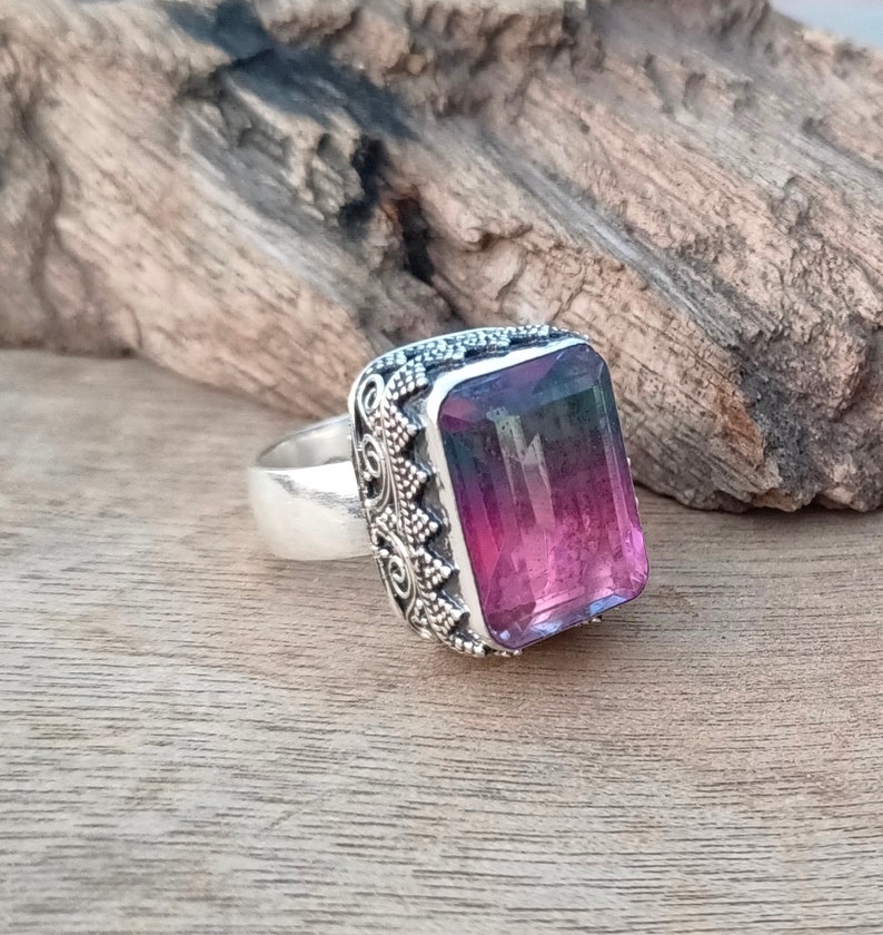 Pink Tourmaline Ring, 925 Sterling Silver Ring, Gemstone Ring