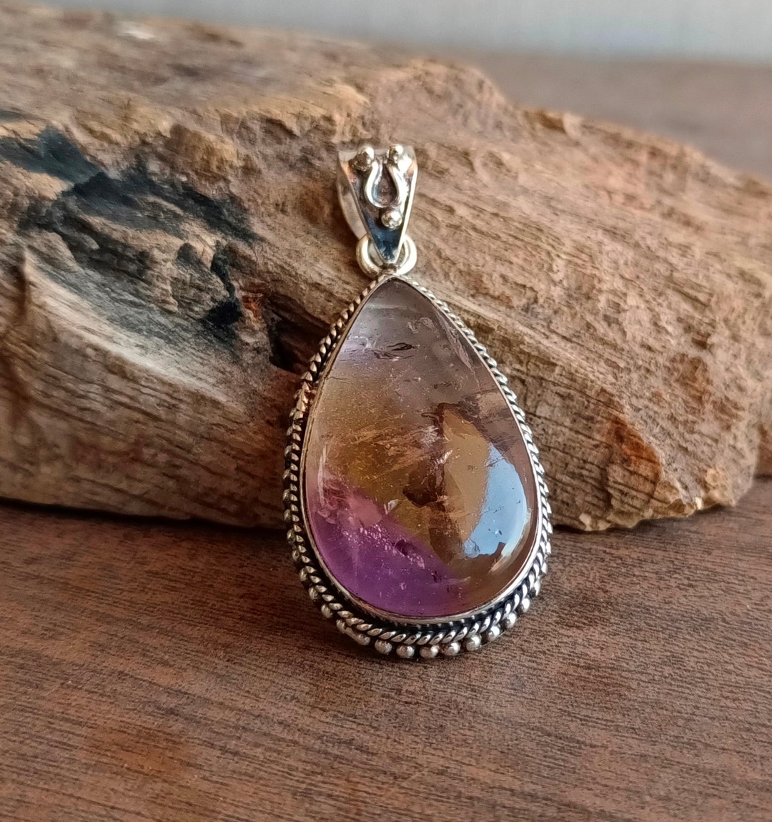 Natural Ametrine Gemstone Pendant, Handmade Pendant, 925 Silver ...