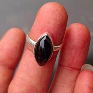 Marquise Black Onyx Ring: 925 Sterling Silver Statement Jewelry