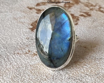 Natürlicher Labradorit Ring, Statement Ring, 925 Silber Ring, Labradorit Ring, handgemachter Ring, Blue Fire Ring, Frauen Ring, Boho Ring