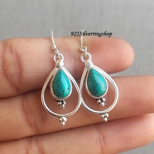 Blue Turquoise Earring, 925 Sterling Silver Earring, Handmade Earring, Gemstone Earring, Gift For Her, Turquoise Jewelry, Gift For Christmas