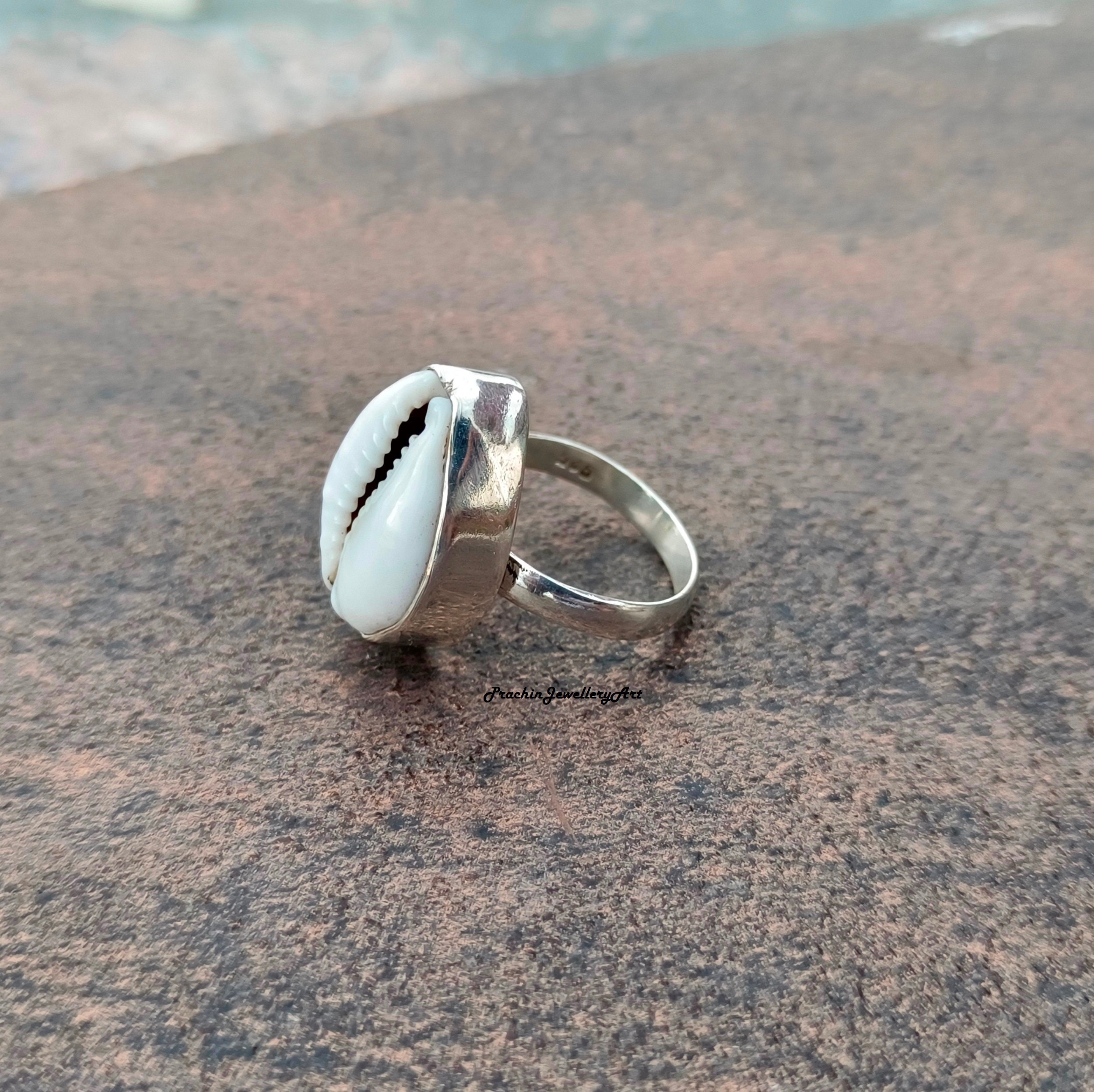 Shell 925 Ring Handmade Cowrie Shell .925 Sterling Silver Ring - Etsy