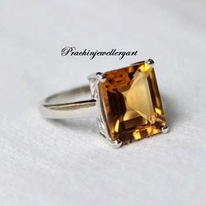Natural Citrine Ring: Sterling Silver November Birthstone