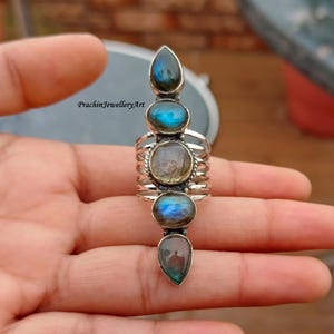 Natural Labradorite 925 Sterling Silver Ring