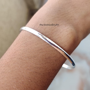 925 Sterling Silver Stacking Bangle - Half Round Design