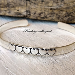 Handmade Sterling Silver Heart Bangle: Designer Jewelry