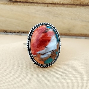 Auster Kupfer Türkis Ring, 925 Sterling Silber Ring, Ehering, Versprechen Ring, Geschenk für Frauen, Silberschmuck, Geschenk für sie