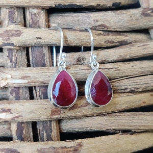 Ruby Gemstone Earrings: 925 Sterling Silver, Antique Style