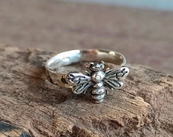 Handmade 925 Silver Honey Bee Ring: Charm Band Ring