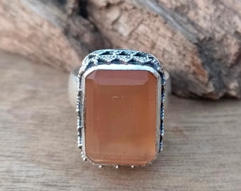 Natural Calcite Ring, Gemstone Ring, Handmade Ring, 925 Silver Sterling Ring, Calcite Jewelry, Band Ring, Silver Ring,Designer Ring Gift her