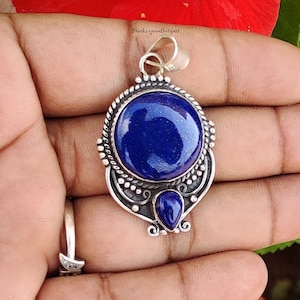 Lapis Lazuli 925 Sterling Silver Pendant: Striking Blue Gemstone