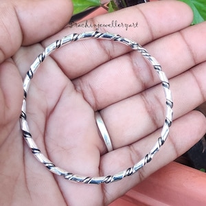 Handmade Sterling Silver Bangle: Twisted Design, Elegant Jewelry