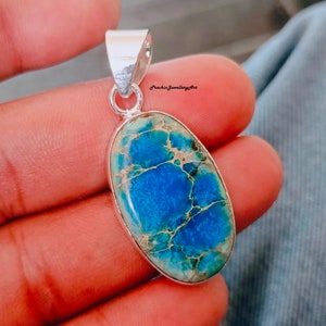 Blue Sea Sediment Jasper 925 Sterling Silver Pendant