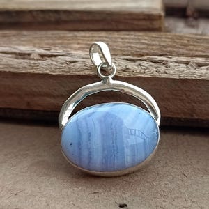 Blue Lace Agate Silver Pendent , 925 Sterling Silver Pendent , A very Best Quality And Perfect For A Gift , Beautiful And Stylish Pendent**