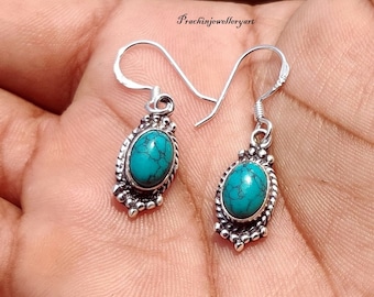 VONALA Orecchini Pendenti Turchesi In Argento 925 - Gioielli Boho Celtici Per Donna, Confezione Regalo, 13mm X 13mm