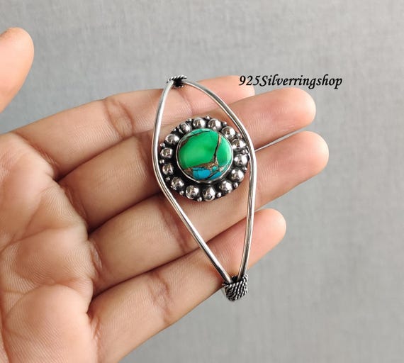 Bracelet Argent 925 Avec Pâte Turquoise Et Ambre - Réglable 18cm - Delmaoro - Neuf Avec Étiquettes