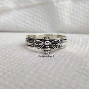 Bee spinner ring, 925 Sterling silver ring, Statement ring, Fidget ring, Band ring, Handmade ring, Women ring, Honey ring, Gift For Her,****