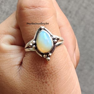Handmade Aurora Opal Ring: 925 Sterling Silver Gemstone Jewelry