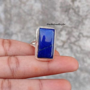 Lapis Lazuli Ring, Gemstone Ring, 925 Sterling Ring, Handmade Ring, Blue Lapis Jewelry, Anniversary Ring, Statement Ring Gifts to Wife MK276