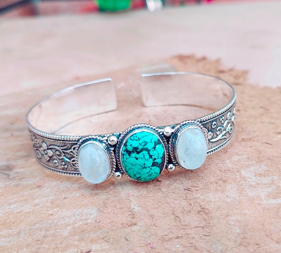 Bracelet Manchette 3 Métaux-Bijoux Homme Traditionnel Du Tibet Nepal