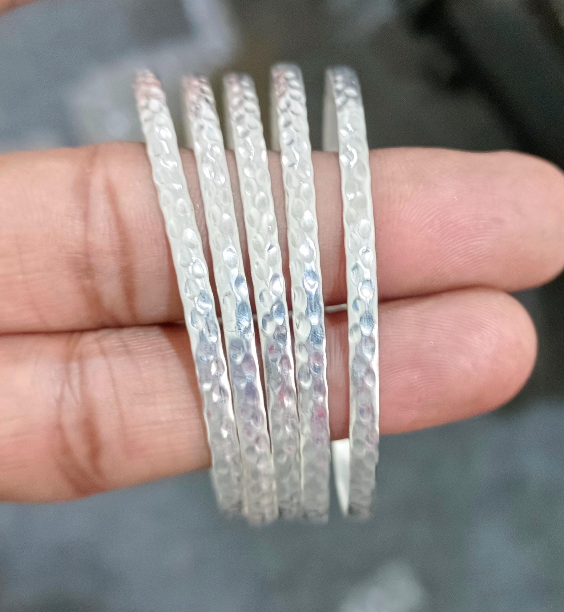 Handmade Sterling Silver Stackable Bangles - Set of 5 - Etsy