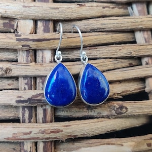 Lapis Lazuli Sterling Silver Earrings: Designer Dangle Jewelry