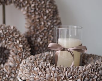 Handgemaakte decoratieve krans, natuurlijke deurkrans, poederbeige, 40, 30, 20 cm