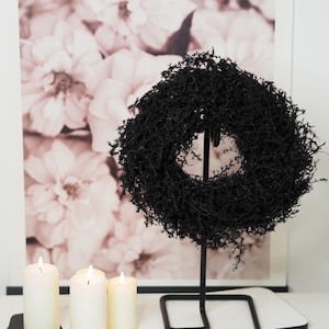Handmade decorative wreath, natural door wreath, wall wreath 28 cm, black