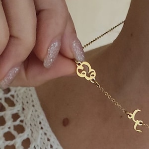 Collar con letras en telugu, cadena con iniciales en idioma telungu bañada en oro de 18 k, dije con nombre del alfabeto indio, joyería con letras personalizadas