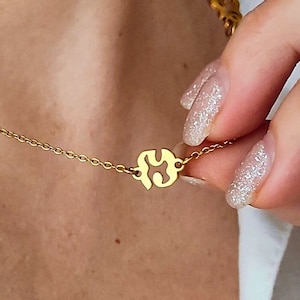 Collar con letras en jemer, collar con inicial en idioma camboyano chapado en oro de 18 k, cadena con alfabeto con nombre camboyano, joyería jemer