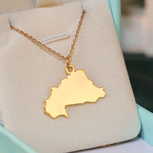 Colar Burkina Faso Mapa Carta Pingente Estado Burkina Charm Inicial Mapa Personalizado Joias, Presente Burkinabè Personalizado