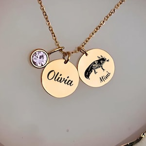 Axolotl Necklace Personalized Name Amphibian Pet  Mom Charm Custom Pet Name Jewelry Mexican Walking Fish Lover Gift Engraved Name Pendant