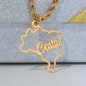 Collier carte du Brésil nom pays Tytle pendentif Continent ville État natif pendentif, breloque souvenir patrie, carte du pays bijoux