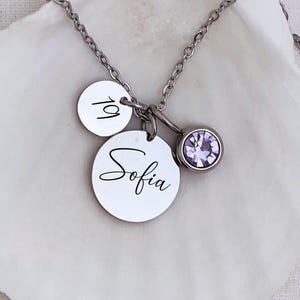 19. Geburtstagsgeschenk Personalisierte Name und Birthstone Anhänger Halskette Geschenkbox für 19.Geburtstag Happy sweet 19 Custom Birthstone Schmuck