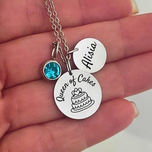 Birthday Cake  Necklace Baker Necklace Baking Gift Cupcake Chef Pastry  Pendant Name Birthstone Necklace Cupcake Jewelry Baker Gift