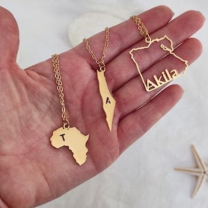 N'importe quel pays carte collier lettre initiale continent ville État natif pendentif, breloque souvenir patrie, carte de pays bijoux