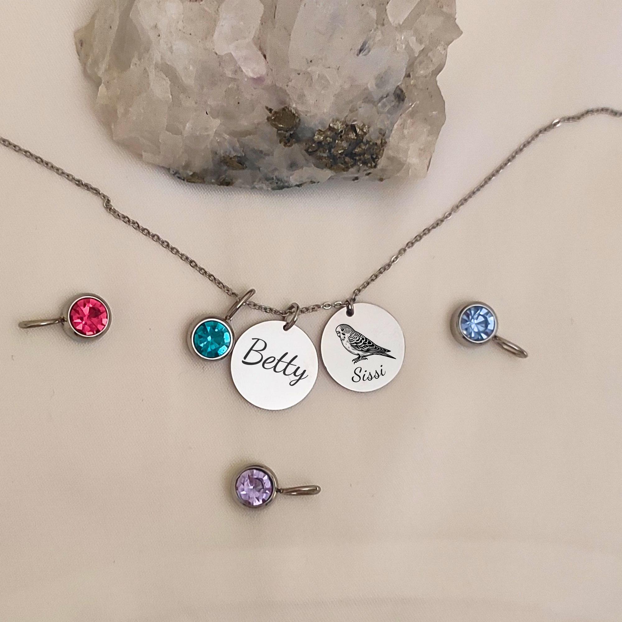 Parakeet Name Necklace Custom Budgie Jewelry Bird Mom Pendant Personalized Pet Parrot Charm Exotic Bird Lover Gift Name Engraved Jewelry