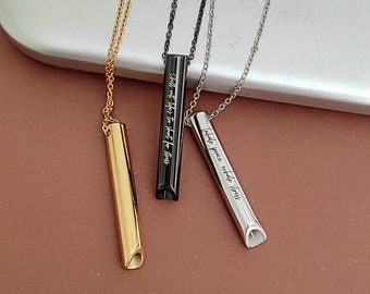 Custom Engraved Breathing Necklace, Motivation text Engraved Anti Anxiety Tube Pendant, Stress Relief Jewelry, Anxiety Relief Charm