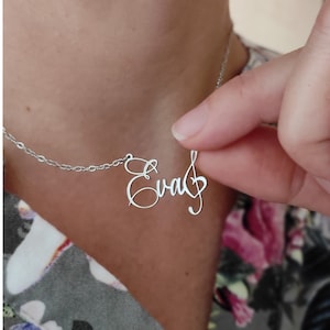 Custom Treble Clef Name Necklace, Name Pendant With Treble Clef, Music Teacher Gift, Musician Necklace, Musician Jewelry, Pianist gift
